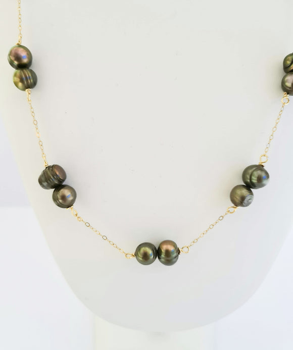 Natural Baroque Freshwater Multiple Pearl Necklace (Double Pearl Style)