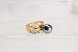 ROSA BLACK SHELL PEARL X GOLDFILLED RING