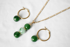 SAGE #3 GREEN GEMSTONE SET - GOLDFILLED