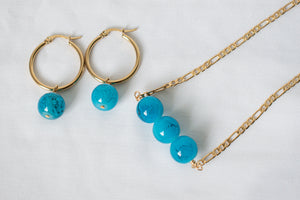 SAVINA - BLUE GEMSTONE HORIZ SET (GOLDFILLED)