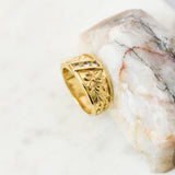 TAMARA - Stunning CZ Diamond Plumeria Engraved Ring