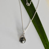 TEARDROP TAHITIAN PENDANT (13-14MM) NECKLACE - 925 Sterling Silver