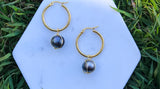 Teofila - Natural Premium Freshwater Black Pearl Twirl Design Earrings