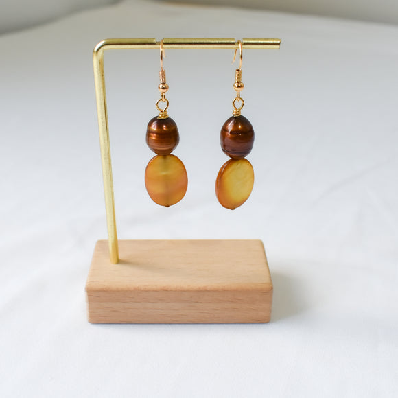 TINA EARRINGS - Natural Brown Freshwater Pearl Earrings