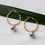 CECELIA EARRINGS - Swarovski Pearl Earrings Hammered - Multicolour Variety