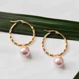 CECELIA EARRINGS - Swarovski Pearl Earrings Hammered - Multicolour Variety