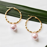 CECELIA EARRINGS - Swarovski Pearl Earrings Hammered - Multicolour Variety