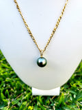 925 Stamped - A grade 12-13mm Tahitian Pearl Pendant Necklace WITH GOLD COLOUR