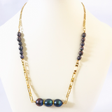 Thea - Triple Tahitian Pearl Necklace blending with freshwater pearls