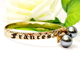 Personalised Name on Duo Pearl Gold-filled Bangle