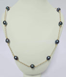 Multiple Natural  Pearl Necklace with 9k real gold chain