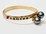 Personalised Name on Duo Pearl Gold-filled Bangle